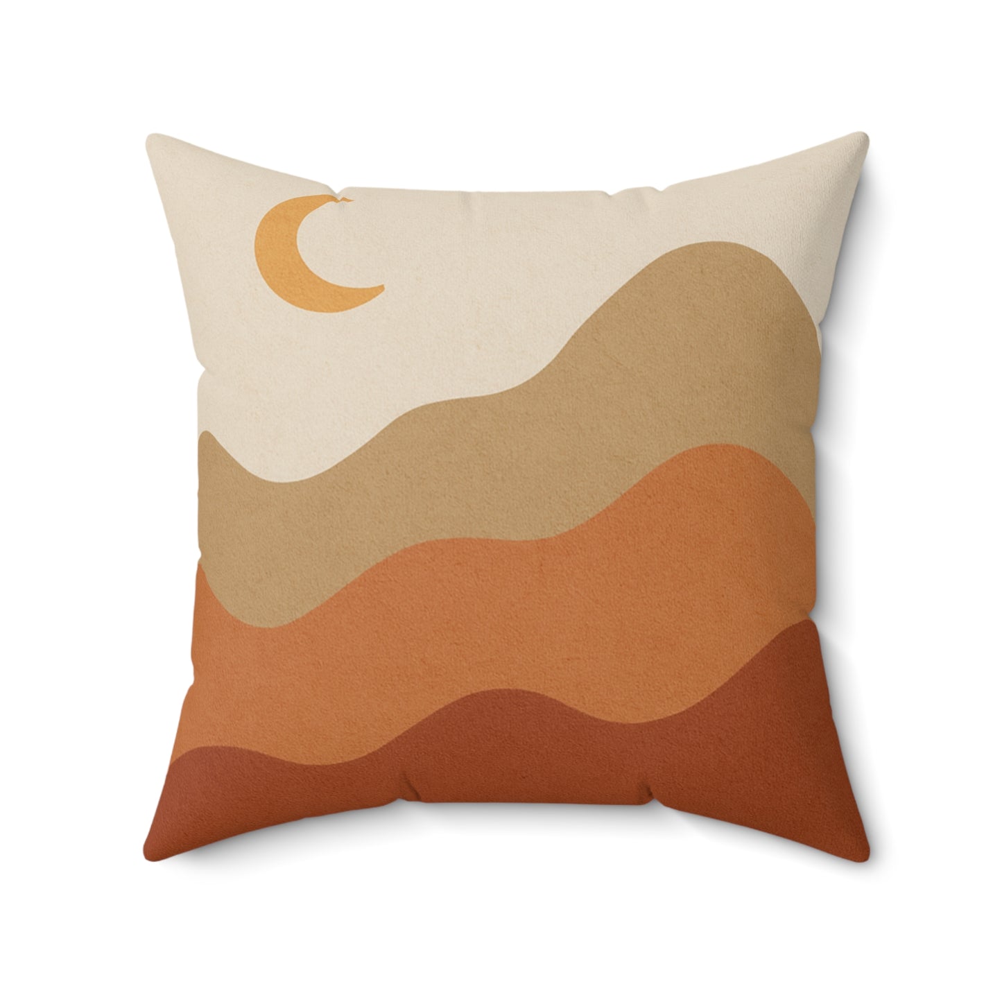 Desert Sunset Throw Pillow - Boho Landscape Cushion with Crescent Moon & Double-Sided Print