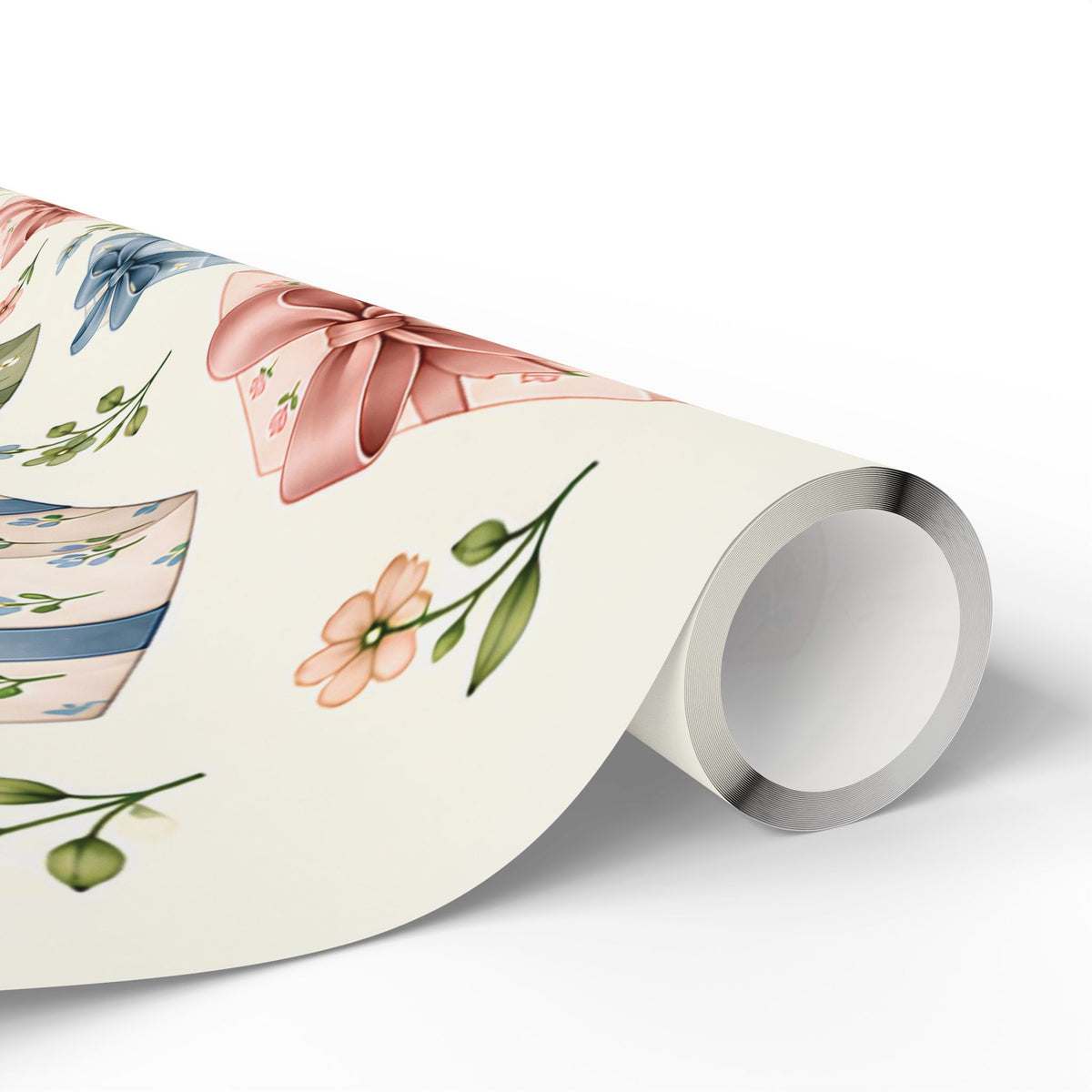 Floral Gift Wrap Roll — Pastel Presents & Bows Wrapping Paper
