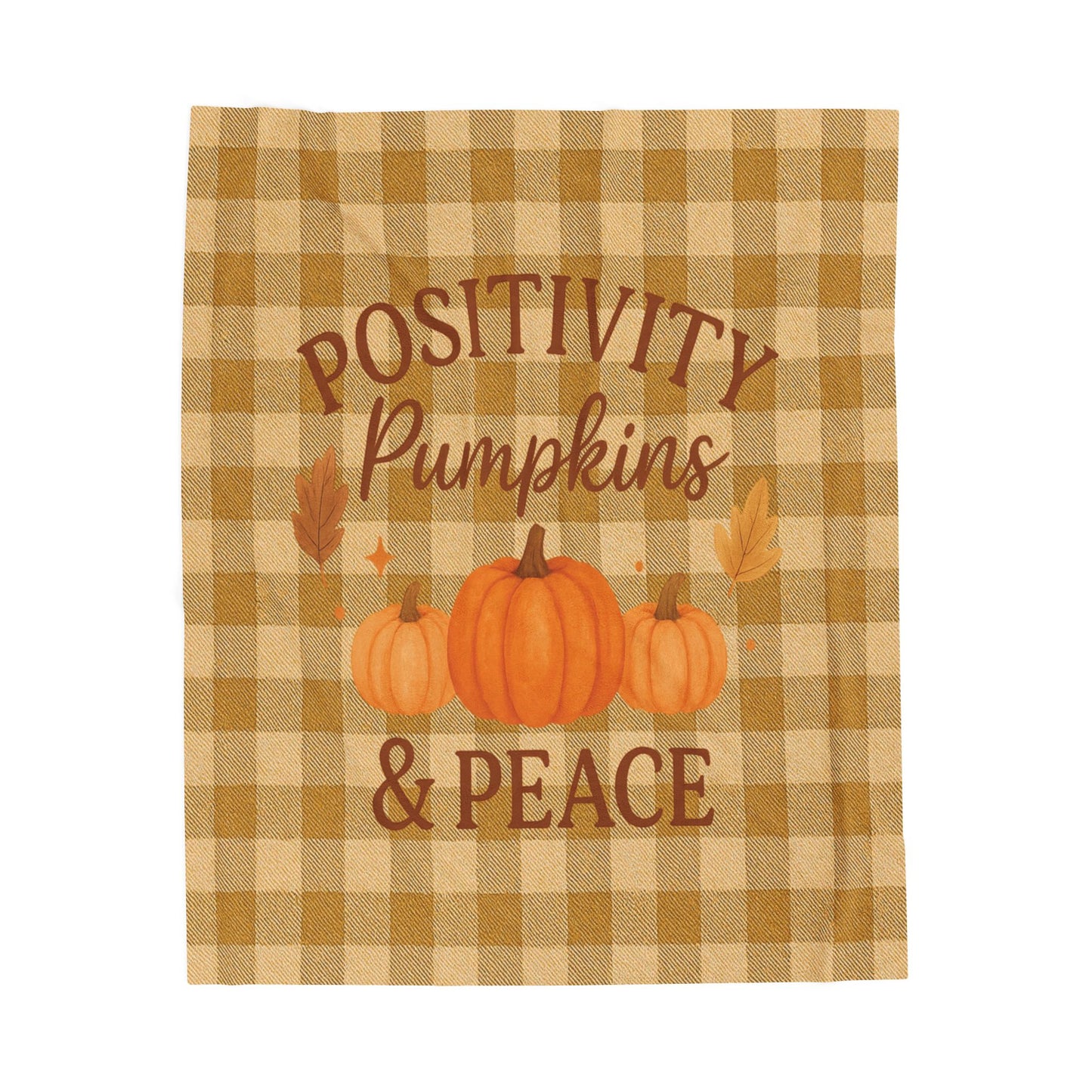 Positivity Pumpkins & Peace Velveteen Plush Throw Blanket – Autumn Cozy Farmhouse Decor