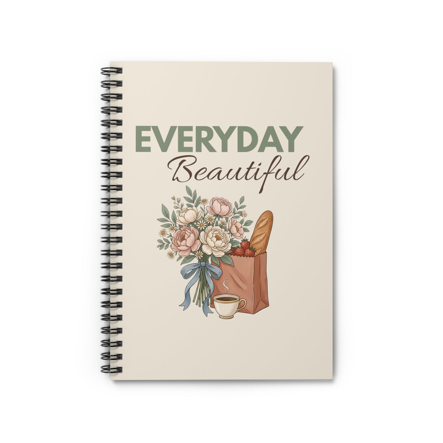 Everyday Beautiful Spiral Notebook — Floral Grocery Bouquet Ruled Journal