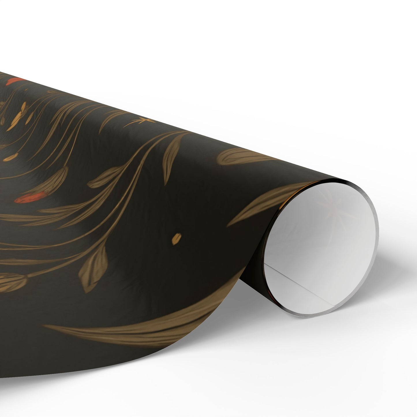 Moody Wildflower Wrapping Paper – Vintage Floral on Black Background