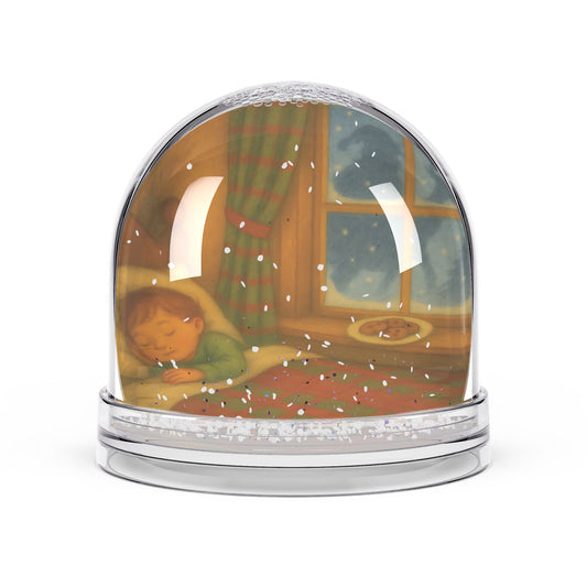 Waiting for Santa Snow Globe – Sleeping Child by the Window Holiday Scene
