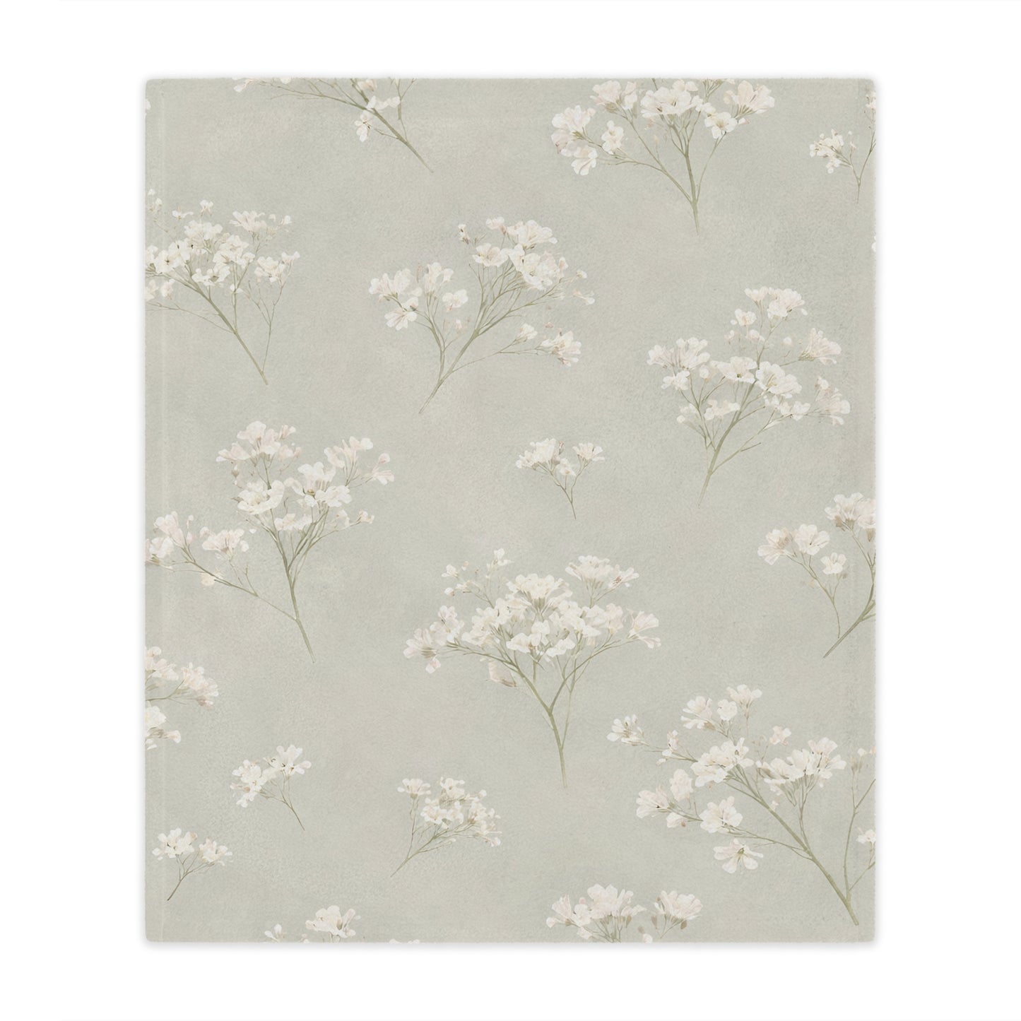 Floral Minky Blanket — Soft Neutral Baby’s Breath Throw for Nursery, Gift, & Cozy Home Decor