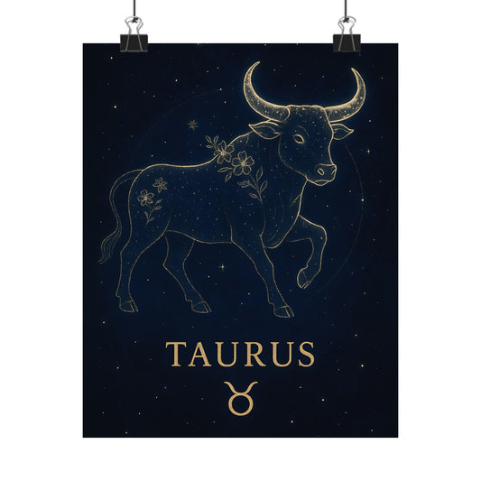 Taurus Zodiac Constellation Matte Poster – Celestial Astrology Wall Art Print (Multiple Sizes)
