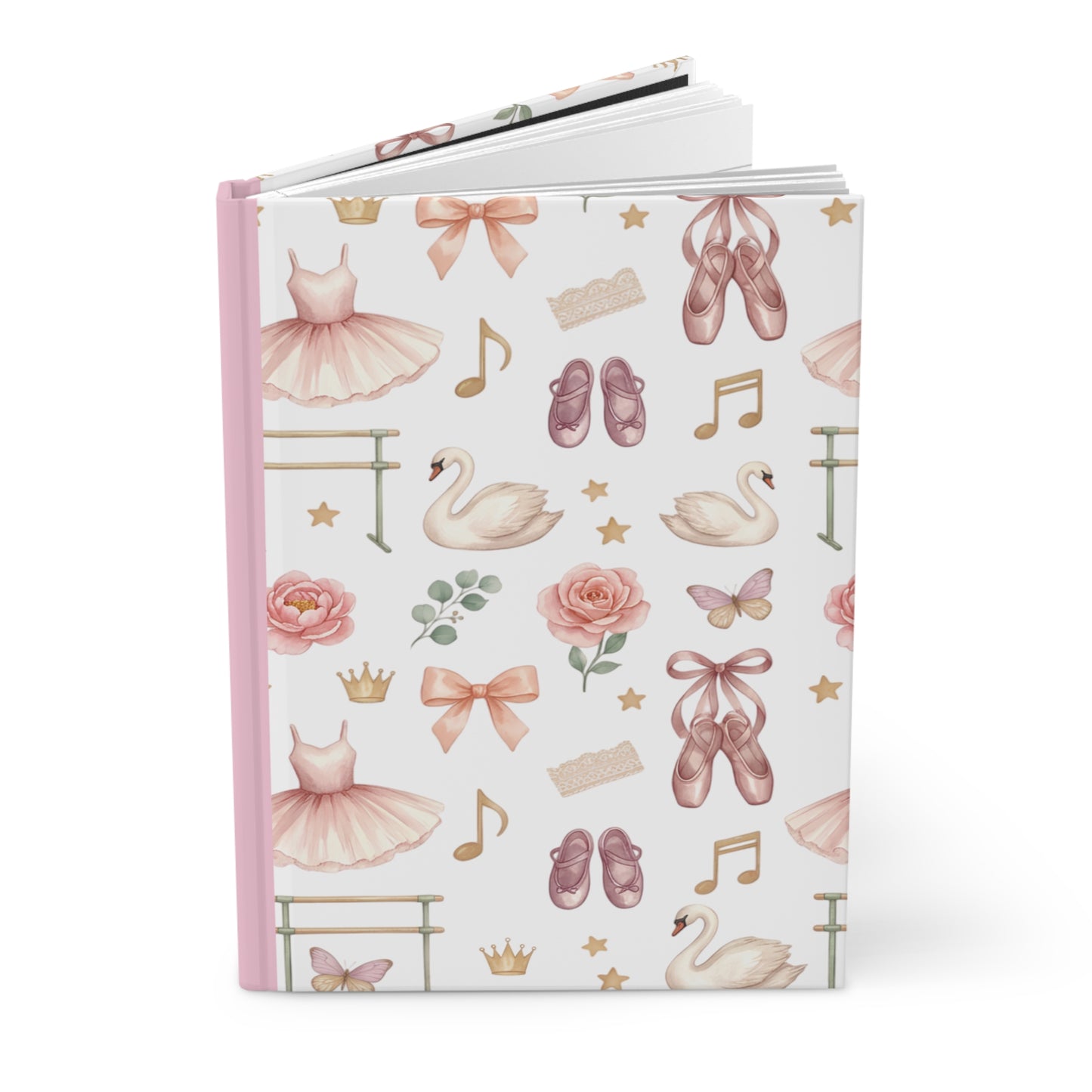 Ballet Dreams Hardcover Journal — Pink Swan, Tutu & Pointe Shoe Notebook
