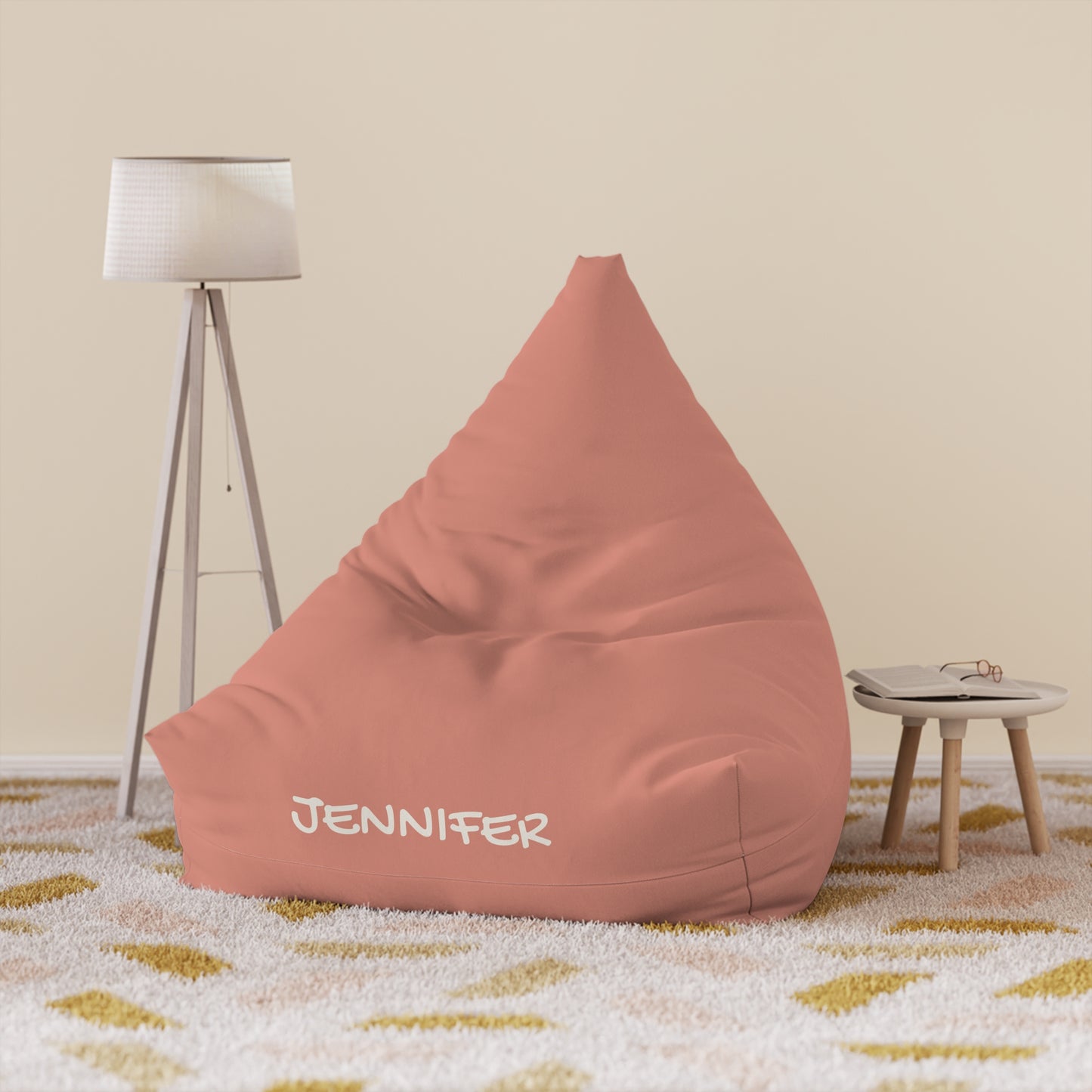 Personalized Bean Bag Cover — Custom Name Coral Lounge Seat