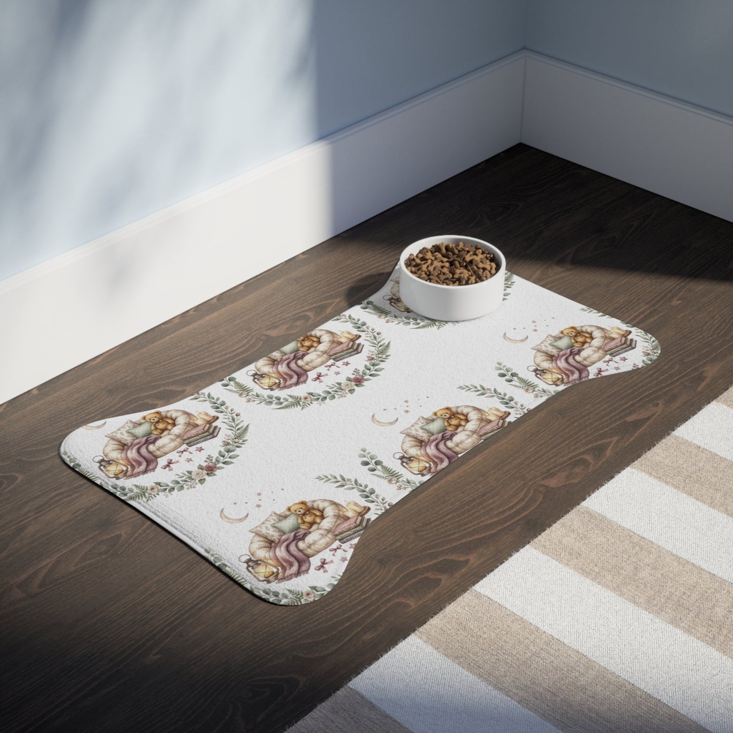 Watercolor Pet Feeding Mat — Cute Floral Placemat for Cats & Dogs
