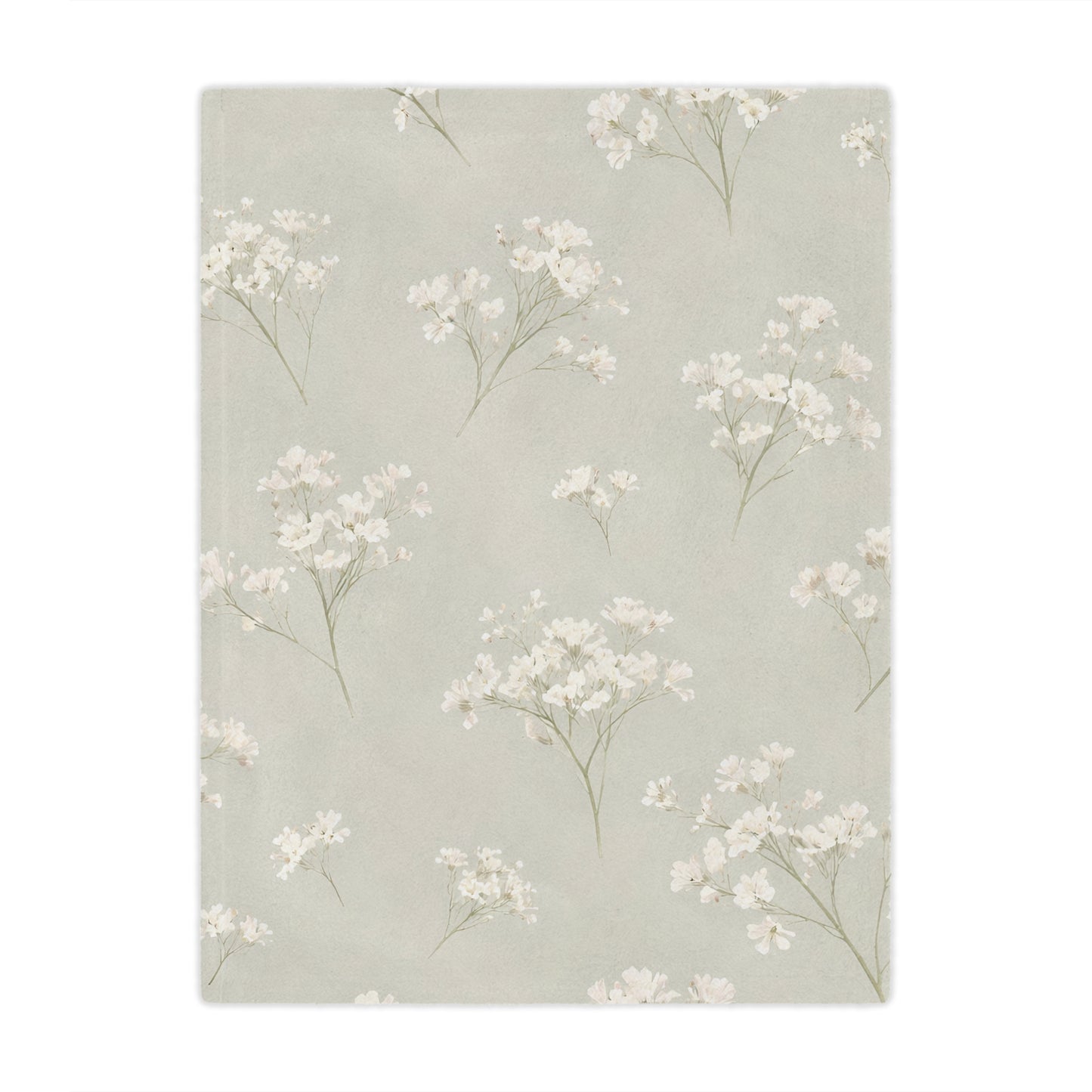 Floral Minky Blanket — Soft Neutral Baby’s Breath Throw for Nursery, Gift, & Cozy Home Decor