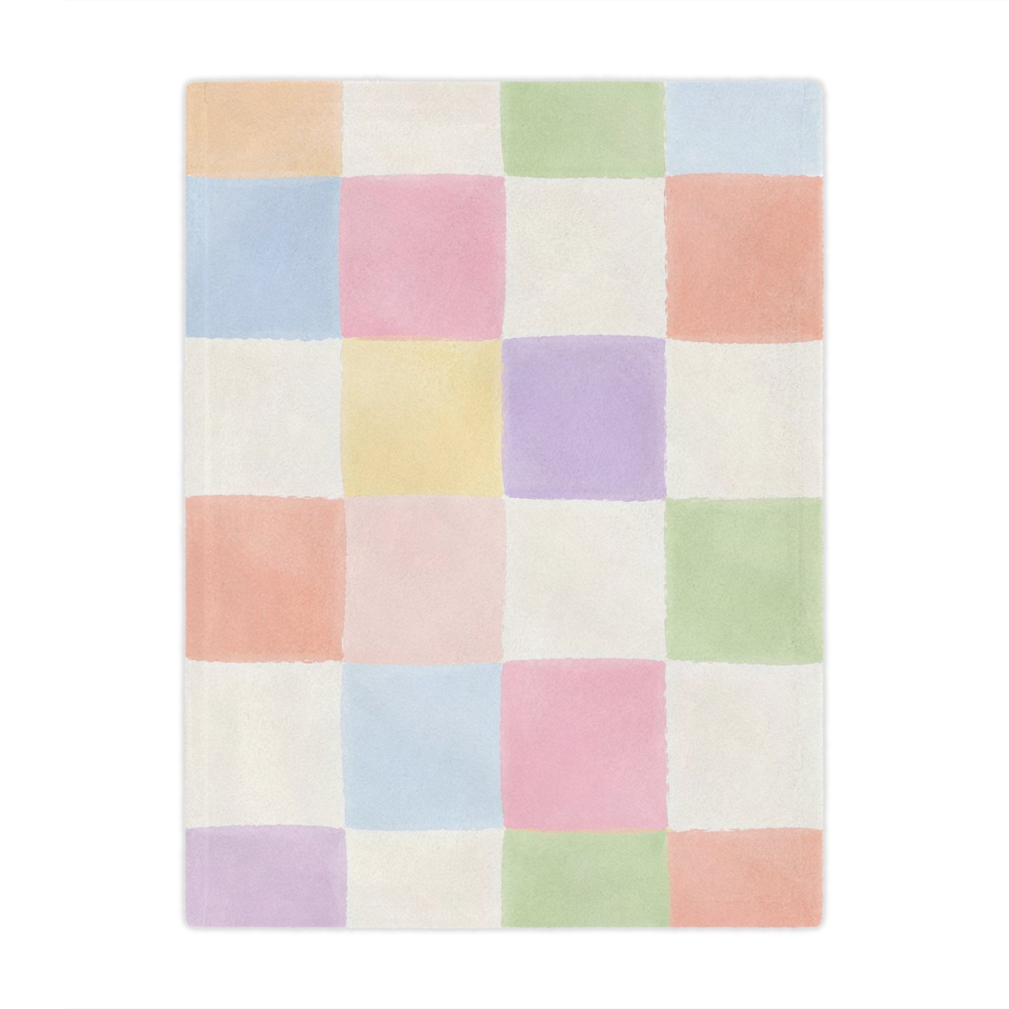 Pastel Checkered Minky Blanket — Soft Plush Throw for Nursery, Kids & Cozy Home