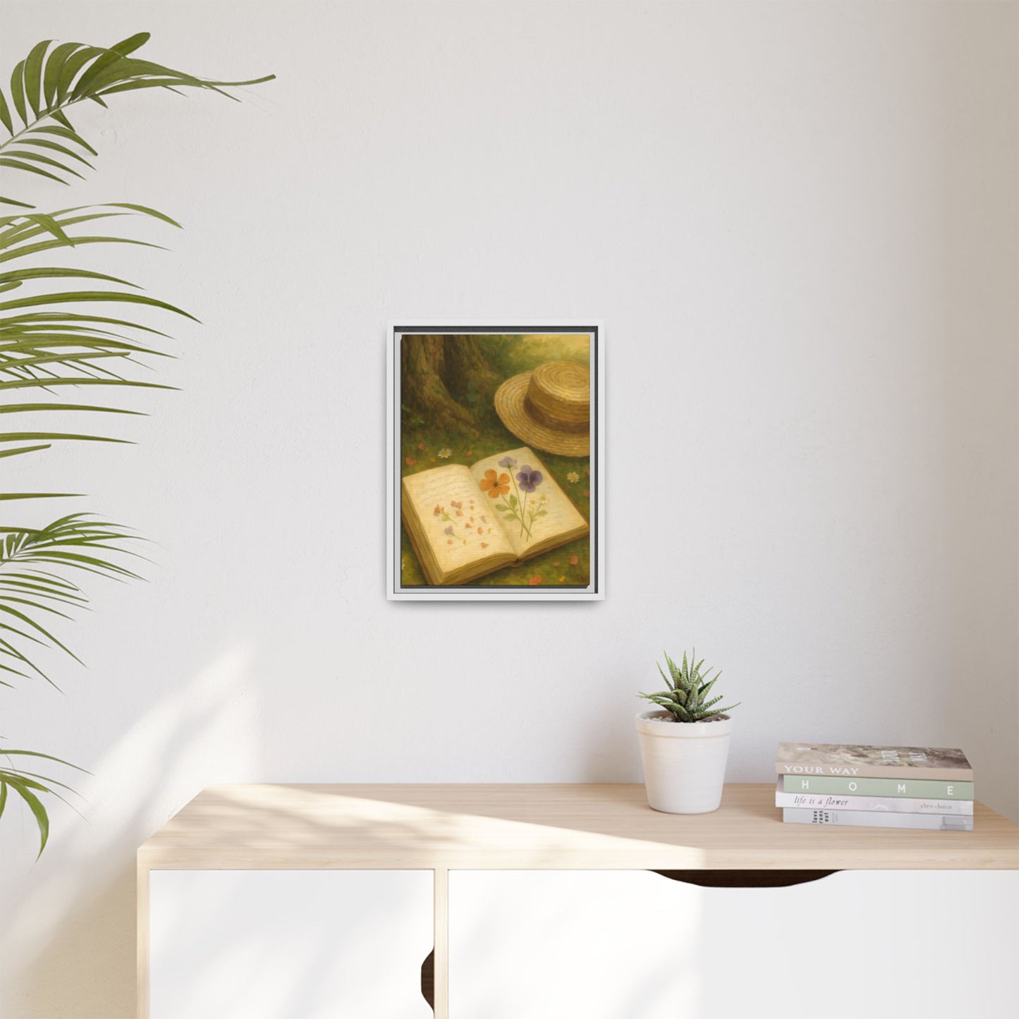 Pressed Flowers in the Shade – Framed Matte Canvas Nature Scene