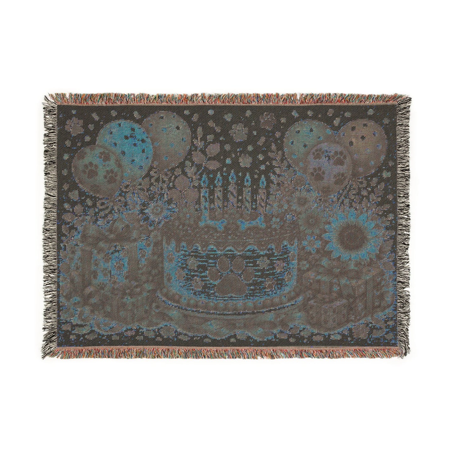 Birthday Paw Print Woven Blanket