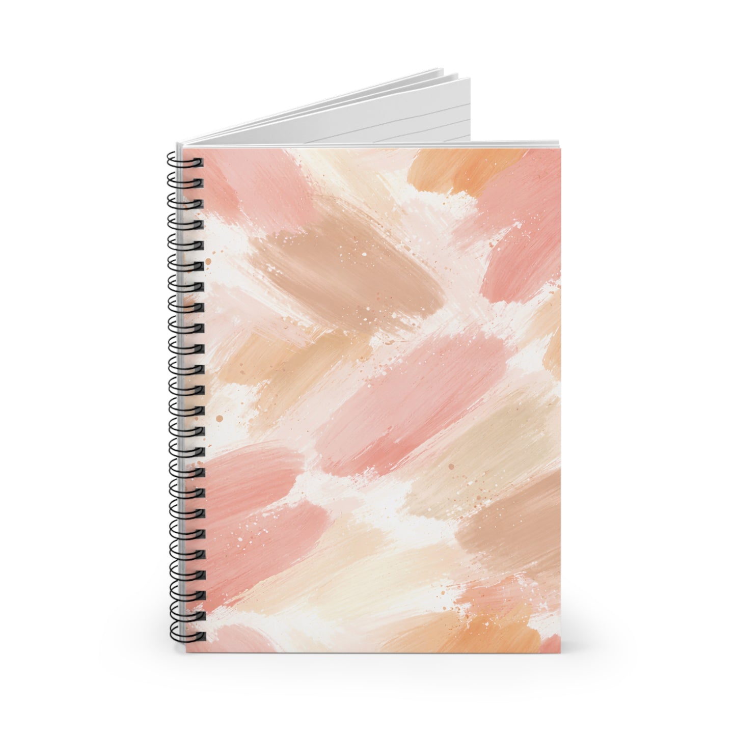 Spiral Notebook — Peach Brushstroke Ruled Journal