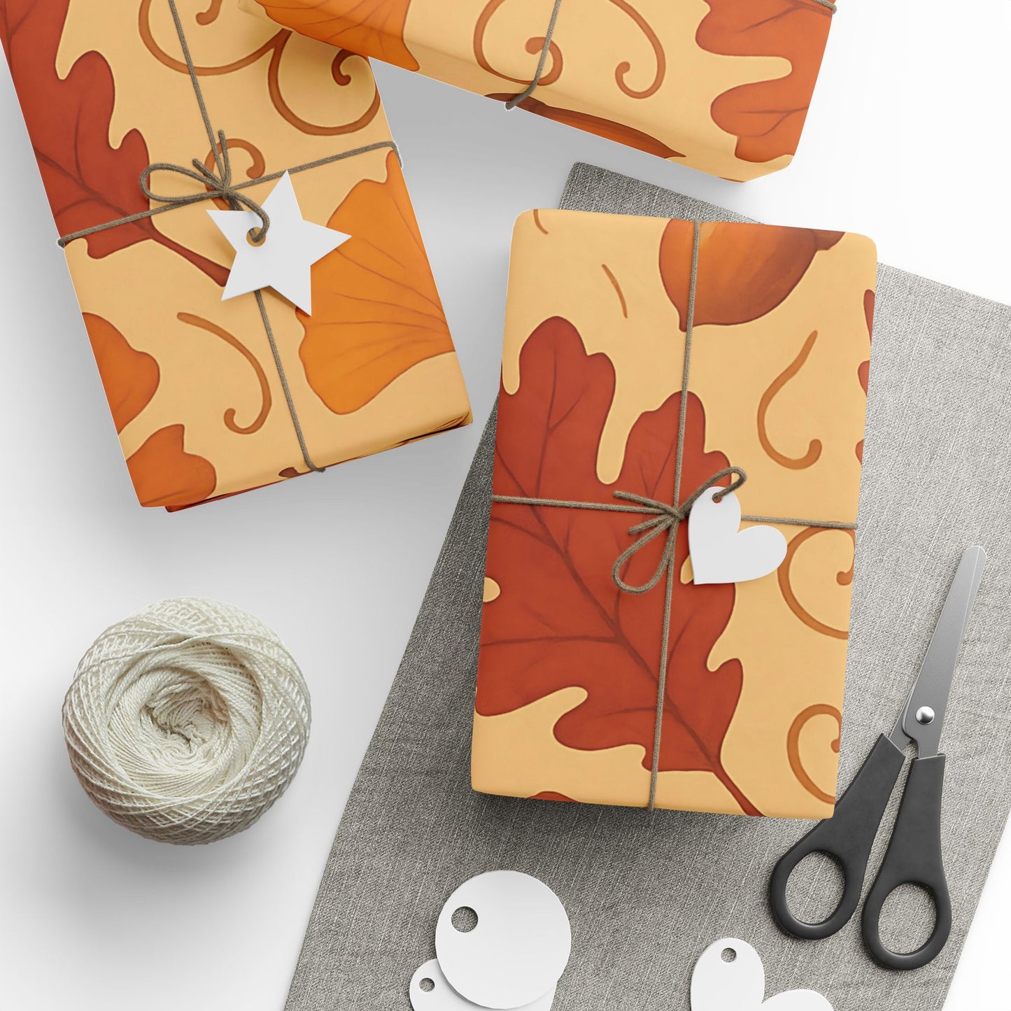 Autumn Leaves & Acorns Wrapping Paper – Fall Foliage Gift Wrap in Warm Earth Tones