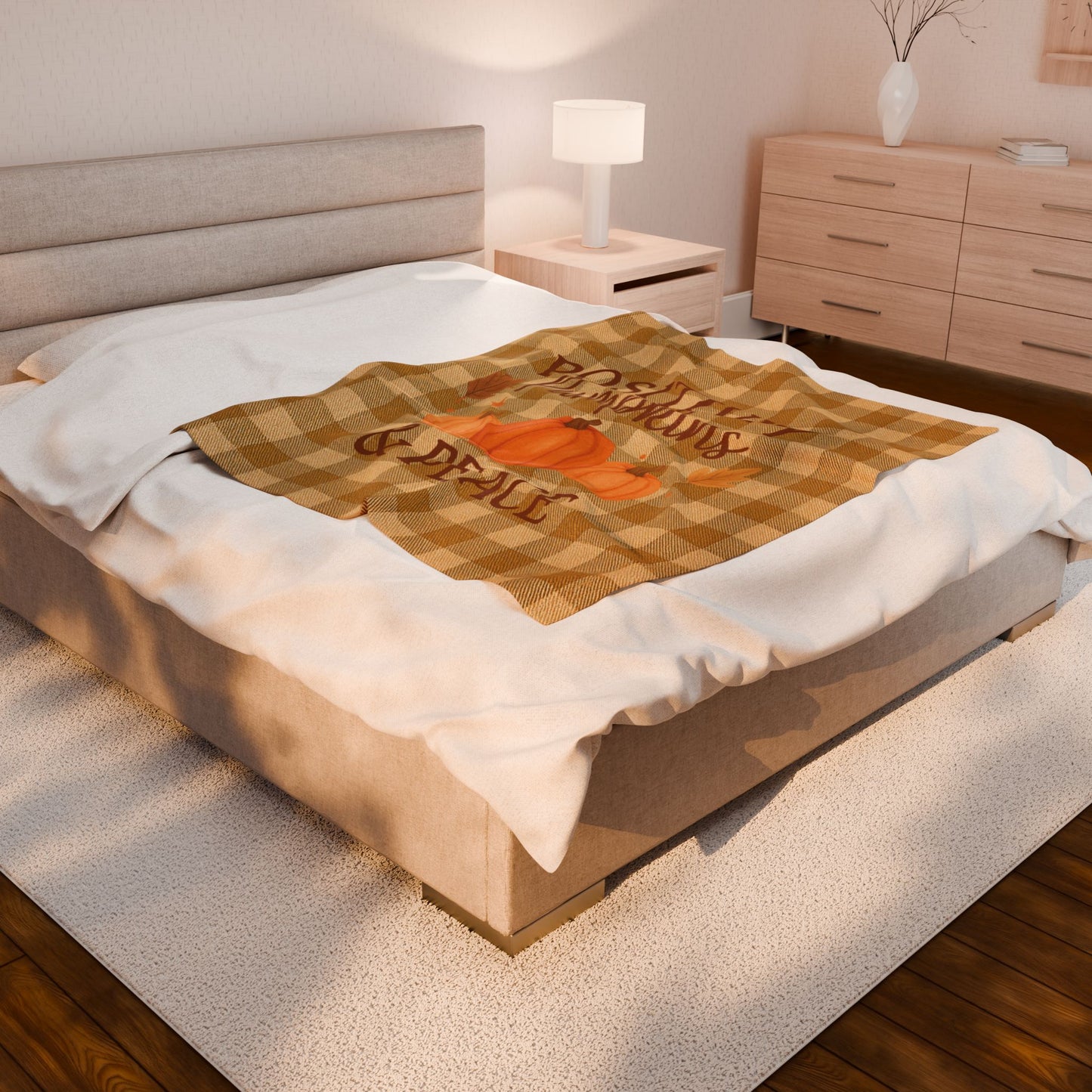 Positivity Pumpkins & Peace Velveteen Plush Throw Blanket – Autumn Cozy Farmhouse Decor