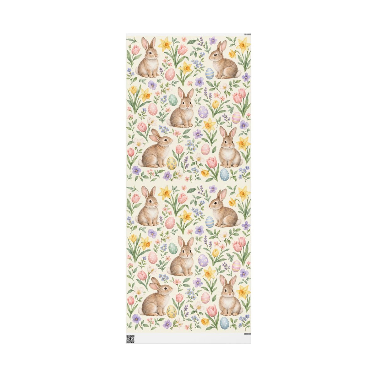 Easter Bunny Floral Wrapping Paper Roll — Pastel Spring Gift Wrap