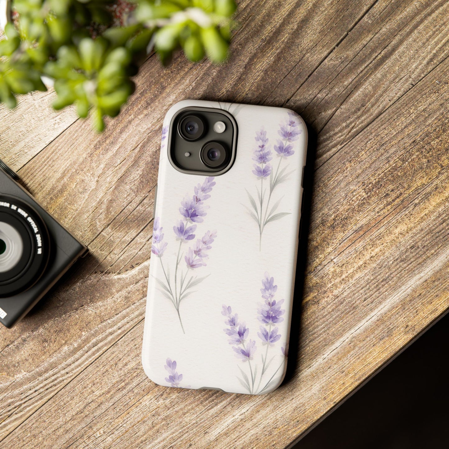 Lavender Floral Phone Case — Protective Tough Case with Purple Botanical Print