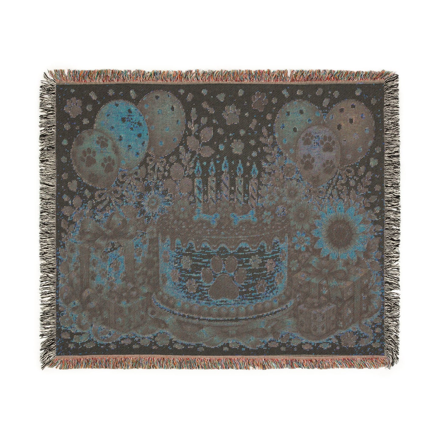 Birthday Paw Print Woven Blanket
