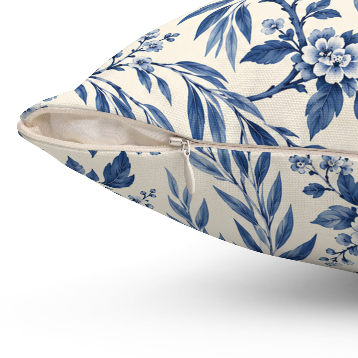 Blue Willow Bird Pattern Pillow — Decorative Square Throw Pillow