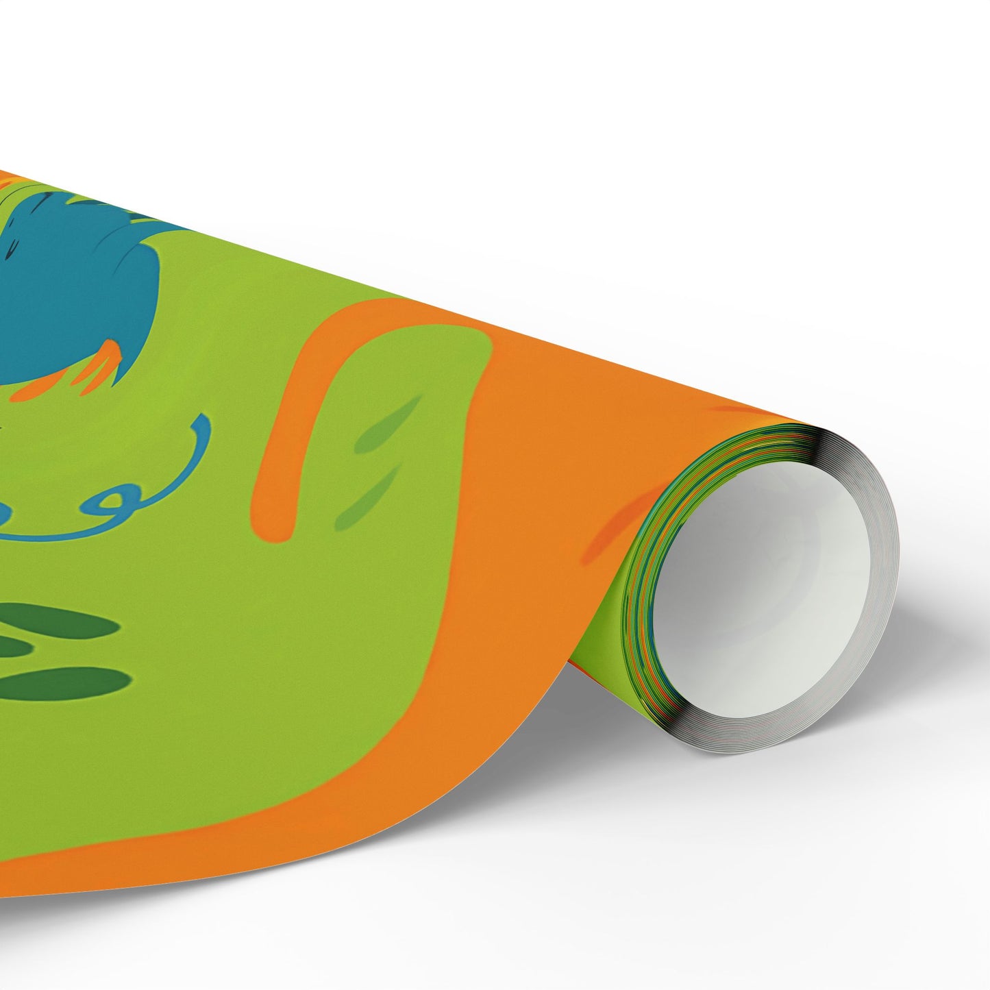 Dinosaur Party Wrapping Paper – Colorful Dinos with Balloons & Hats on Green