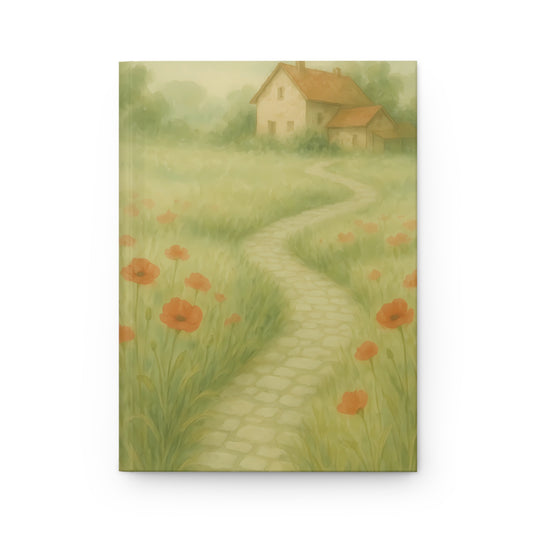 Poppy Path Journal – Rustic Cottage & Cobblestone Trail Hardcover Notebook