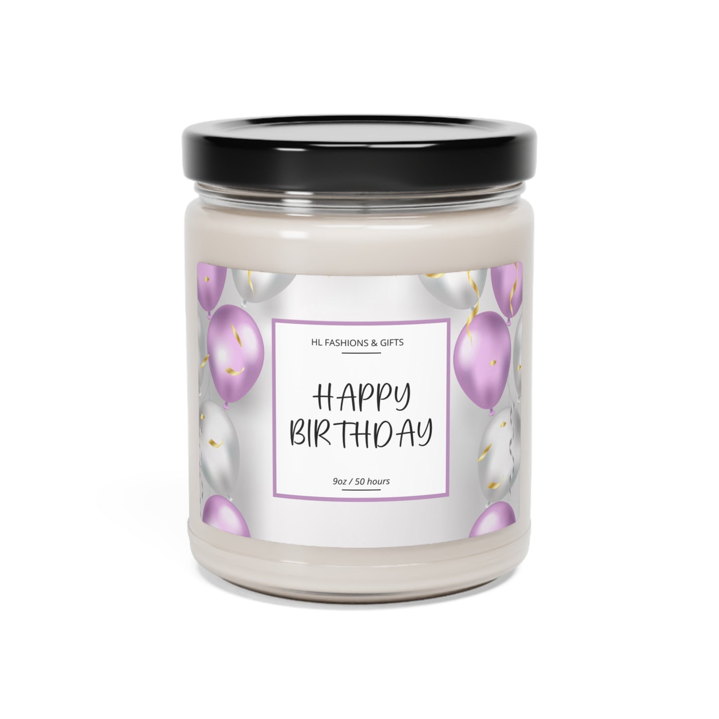 Happy Birthday Soy Candle - Purple Balloons