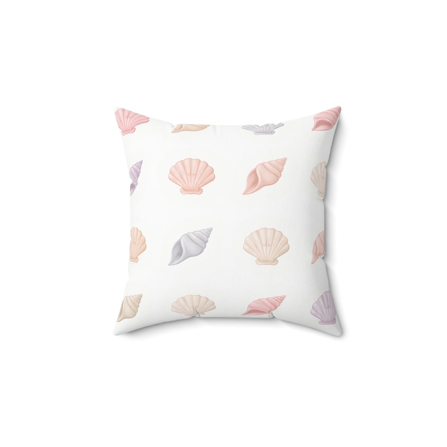 Pastel Seashell Throw Pillow — Coastal Decorative Square Pillow