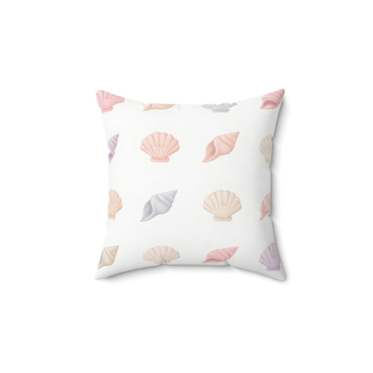 Pastel Seashell Throw Pillow — Coastal Decorative Square Pillow