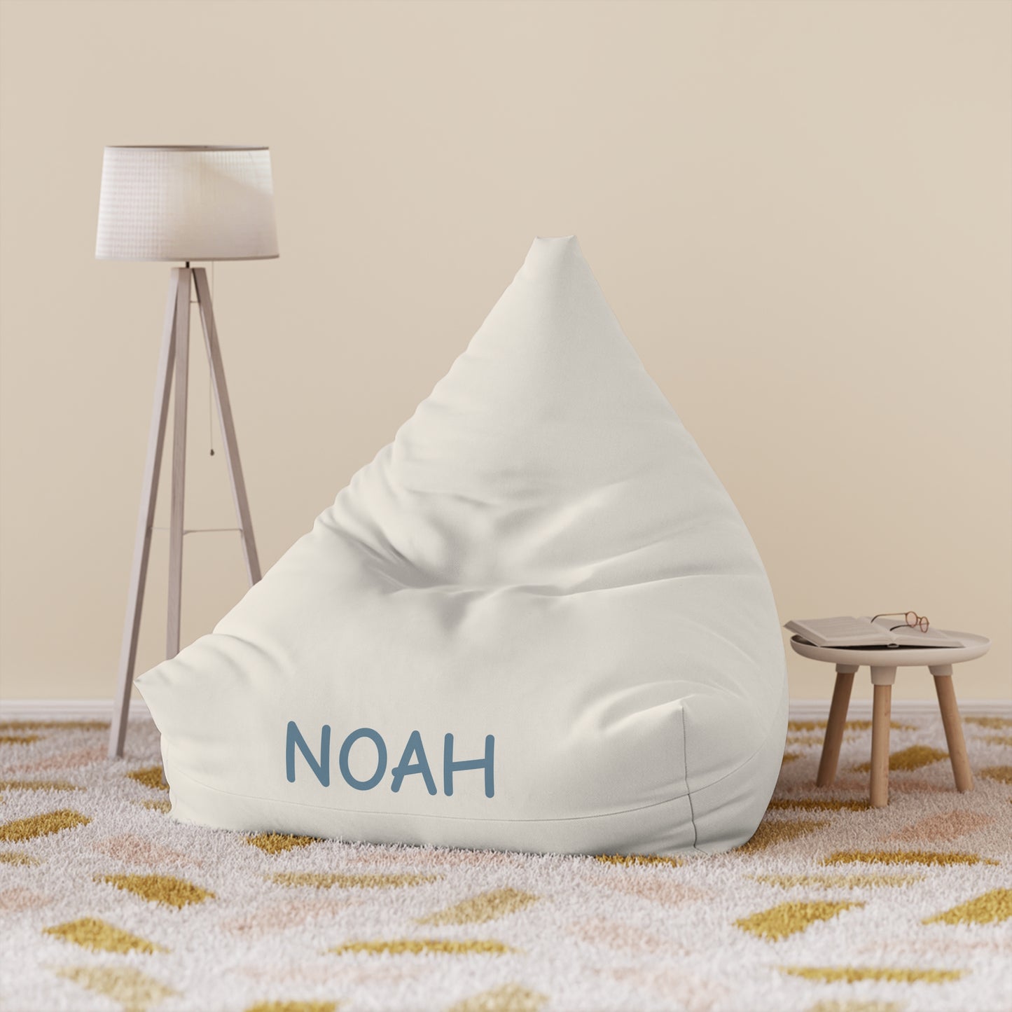 Personalized Kids Bean Bag Cover – Custom Name "NOAH" Cozy Reading & Play Chair