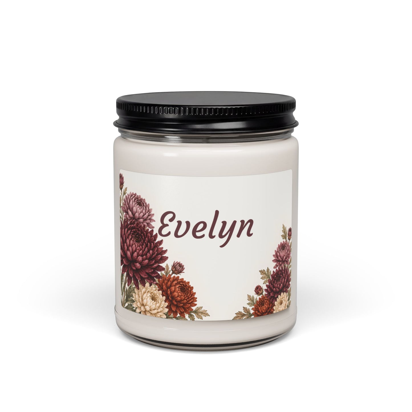 Personalized Floral Candle — 'Evelyn' 9oz Scented Soy Jar