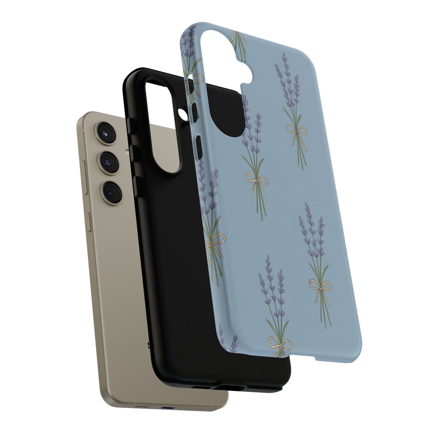 Lavender Bundle Phone Case – Blue Botanical Floral Print with 3D Wrap Design