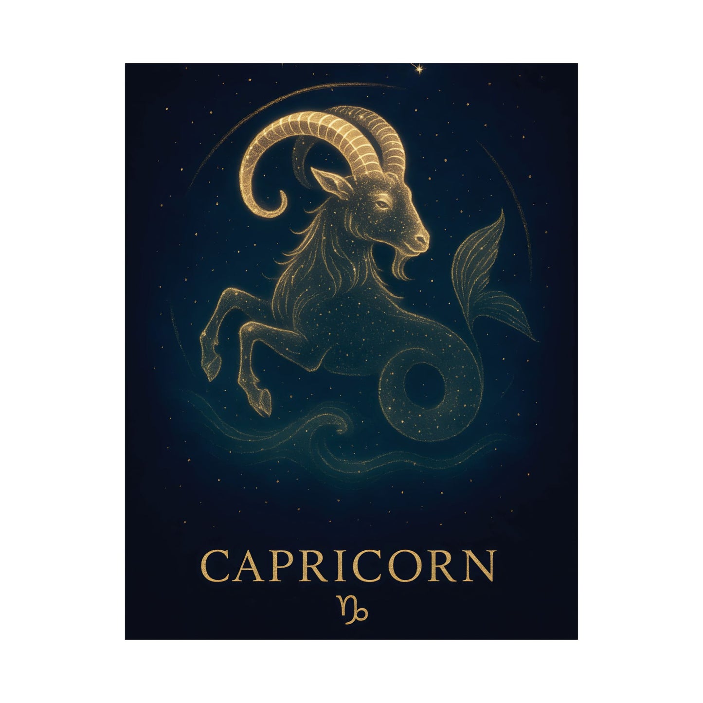 Capricorn Zodiac Constellation Matte Poster – Golden Sea-Goat Astrology Wall Art Print (Multiple Sizes)