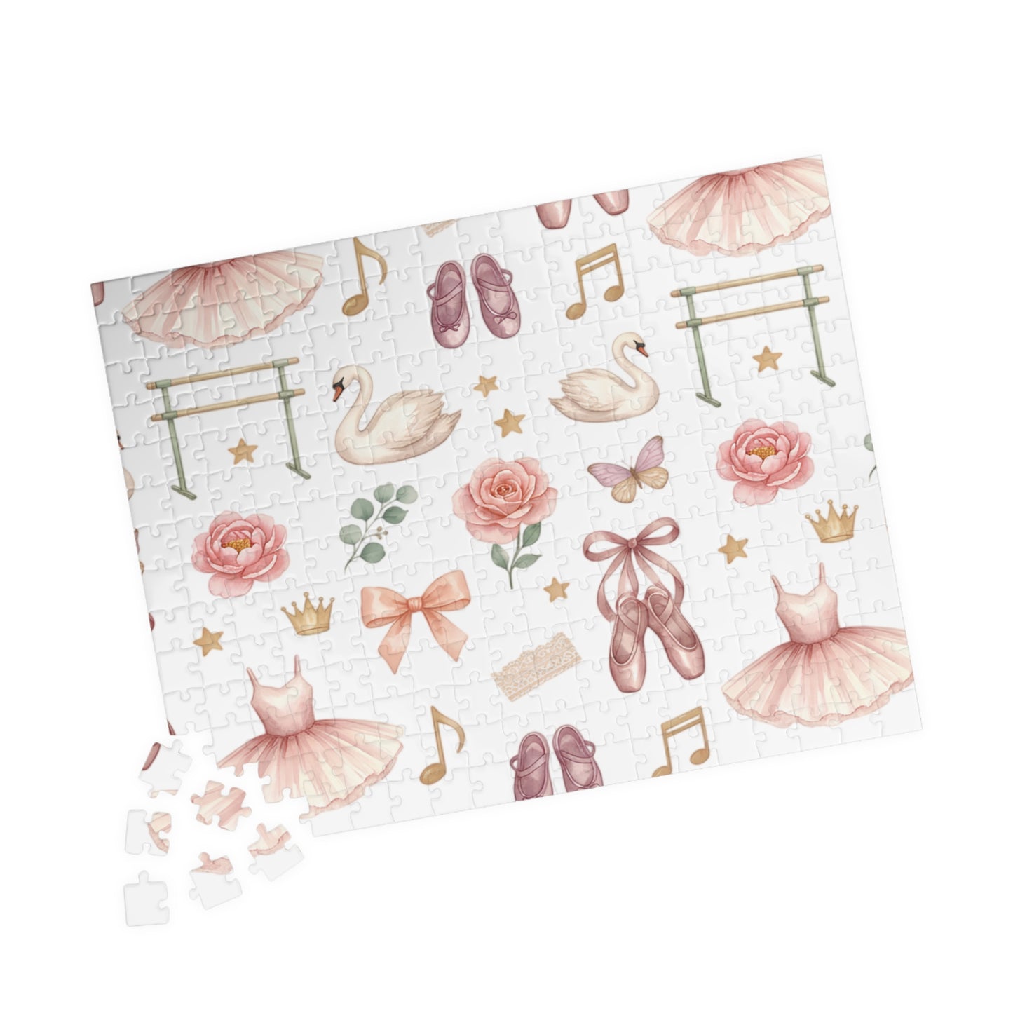 Ballet Dreams Jigsaw Puzzle — Pink Tutus, Ballet Shoes & Swan Pattern (110–1014 pcs)