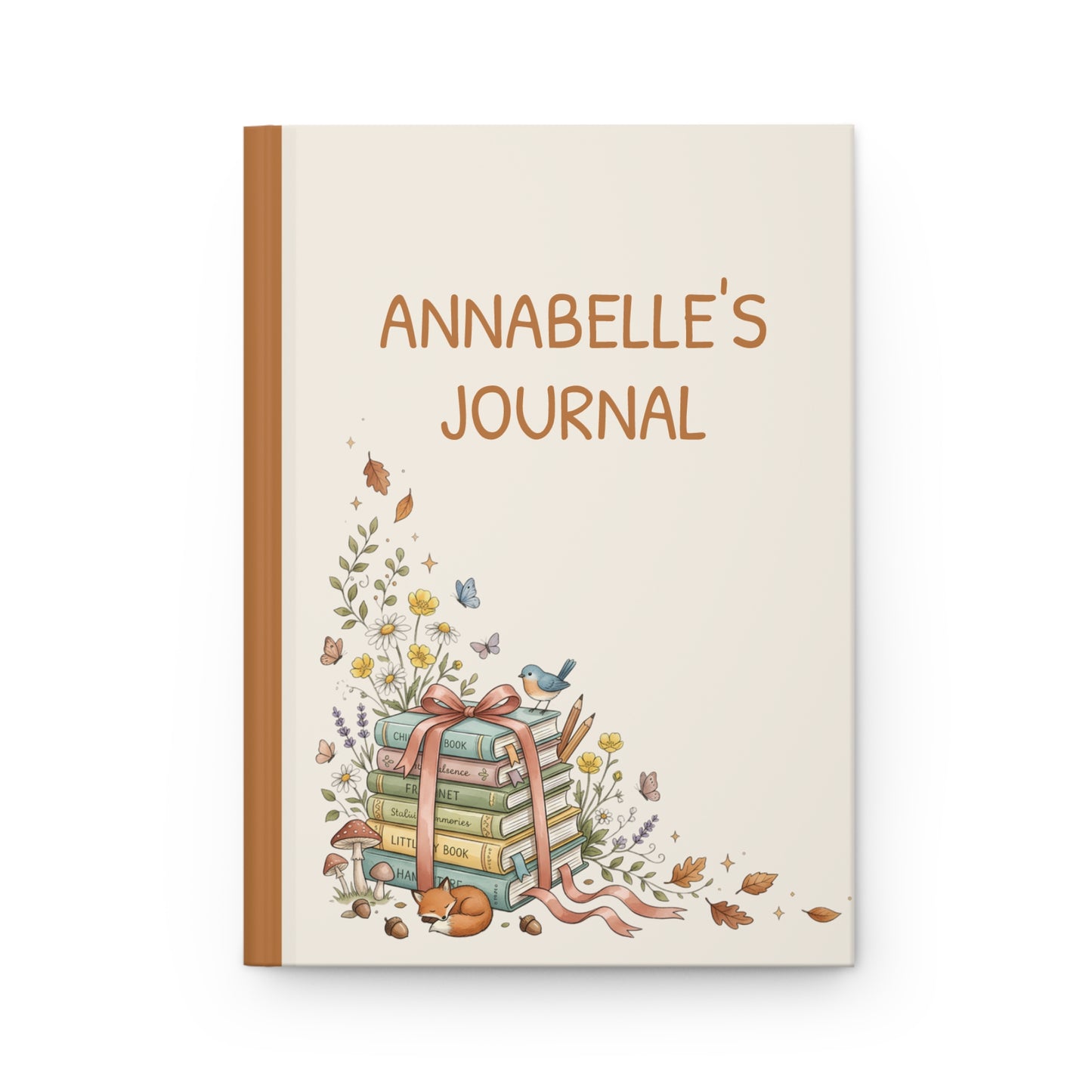 Personalized Hardcover Journal — Cozy Autumn Fox & Books Notebook (Annabelle's Journal)