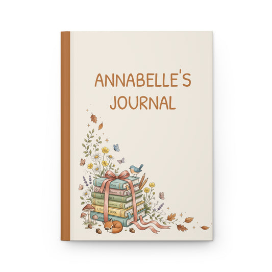 Personalized Hardcover Journal — Cozy Autumn Fox & Books Notebook (Annabelle's Journal)