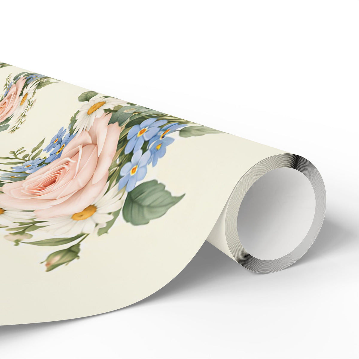 Floral Vintage Wrapping Paper Roll — Soft Cream Peony & Wildflower Gift Wrap