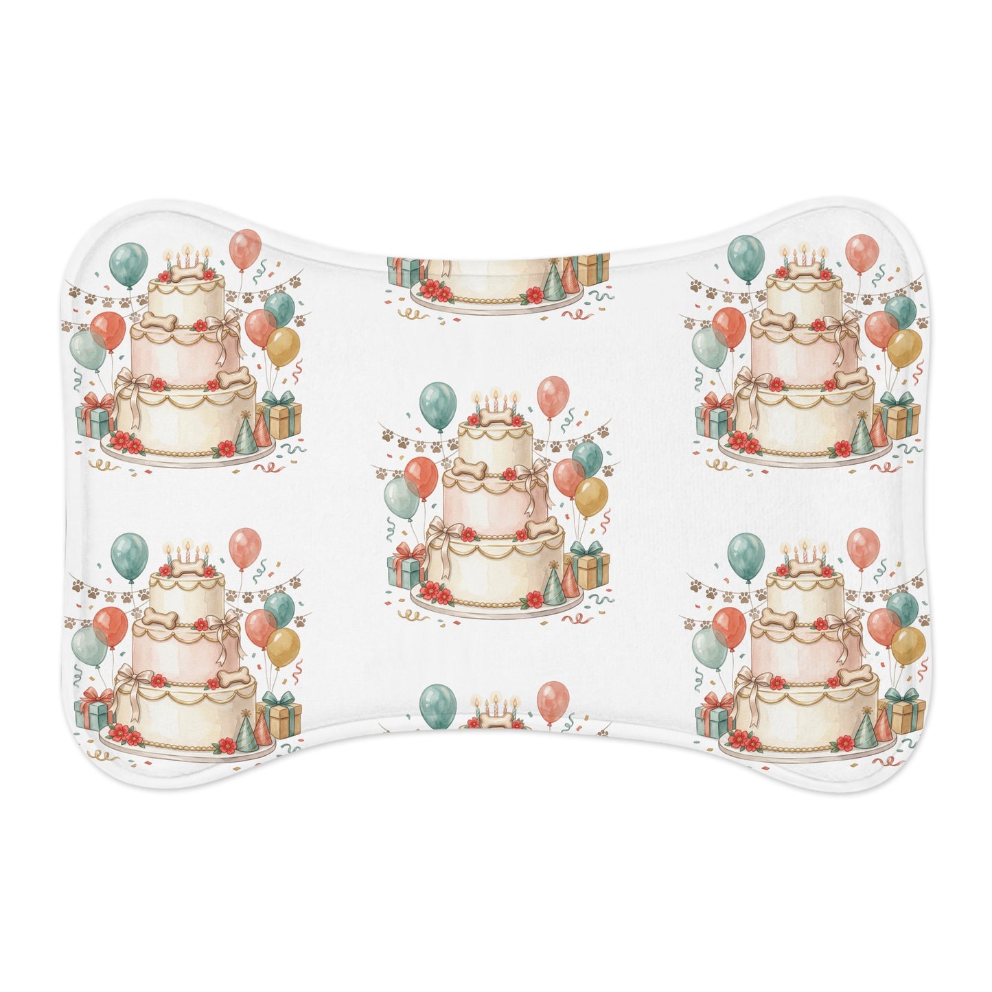 Birthday Cake Pet Feeding Mat — Festive Non-Slip Placemat for Dogs