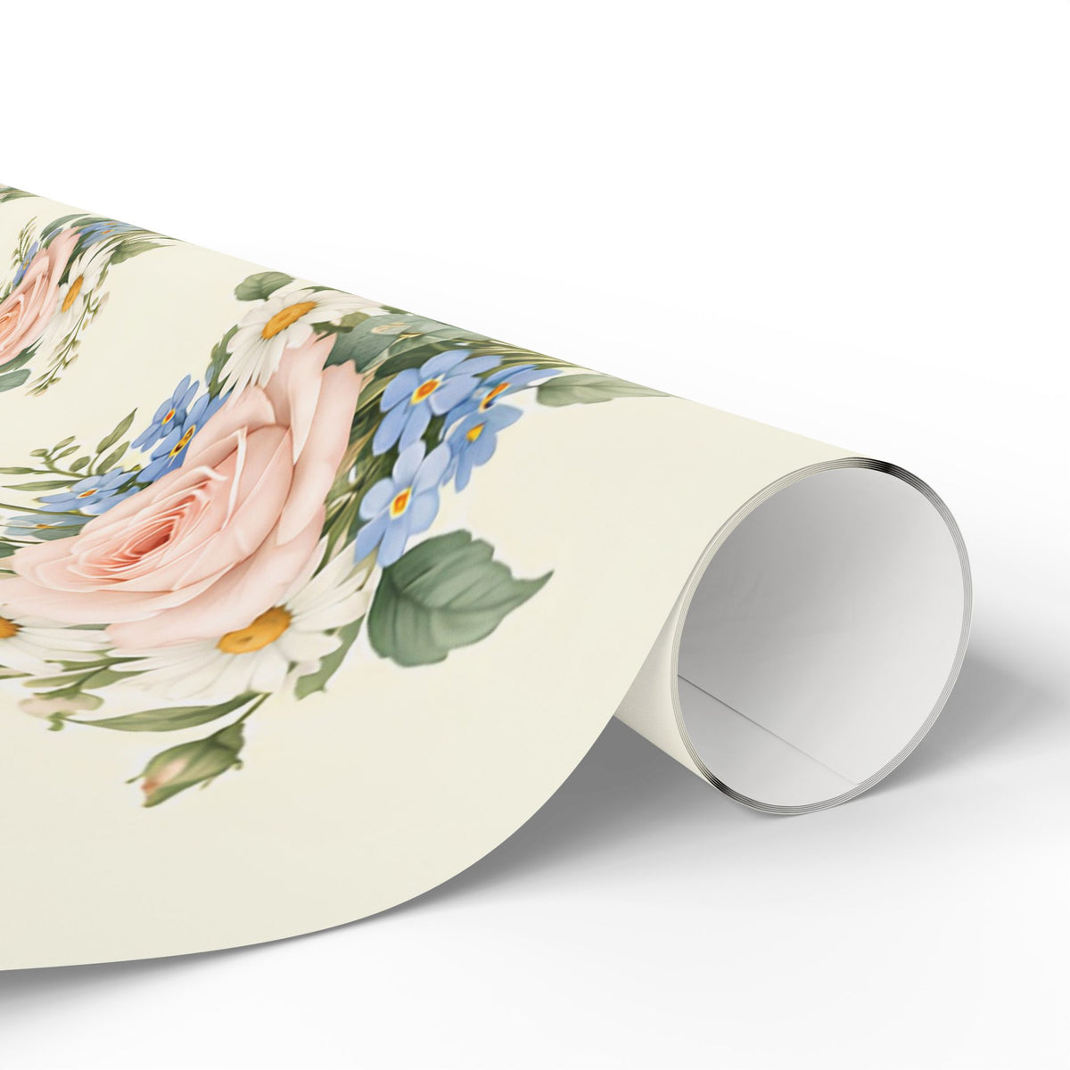 Floral Vintage Wrapping Paper Roll — Soft Cream Peony & Wildflower Gift Wrap