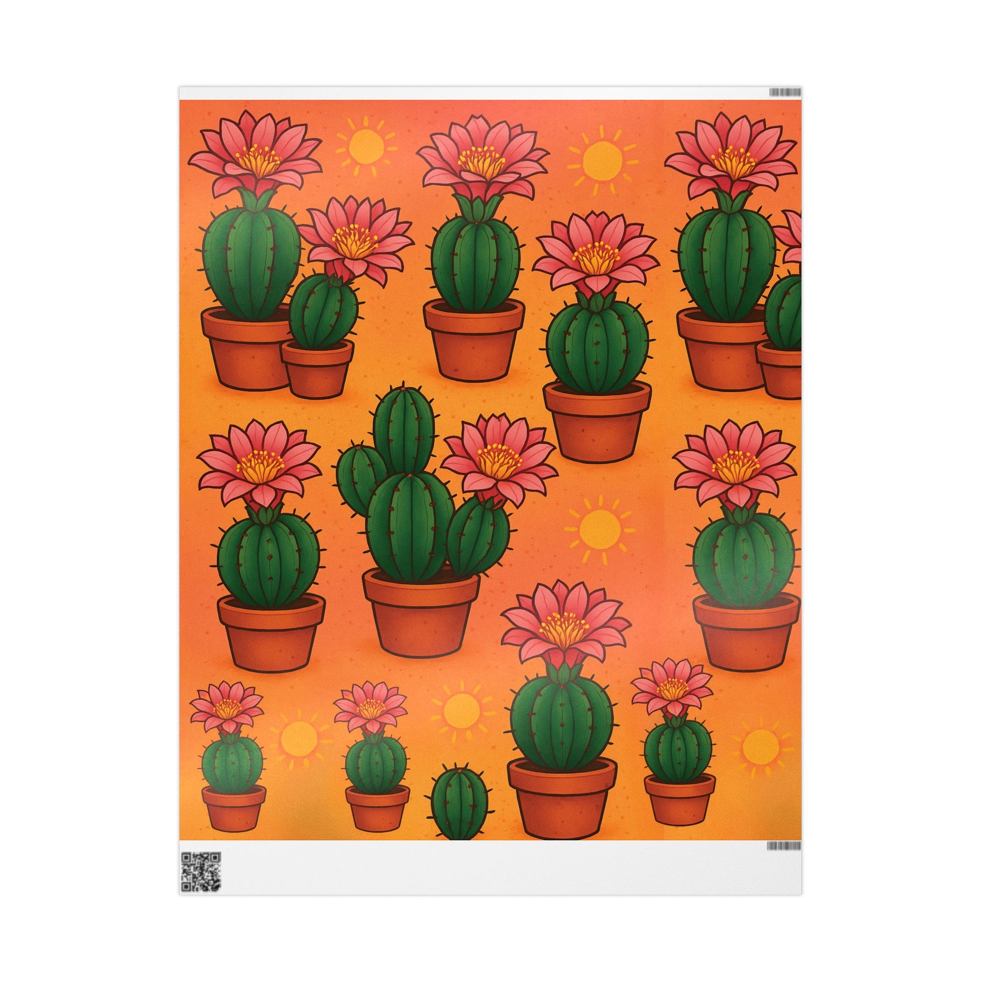 succulent wrapping paper Cactus Bloom Wrapping Paper – Vibrant Desert Succulent Design in Terra – HL Fashions & Gifts
