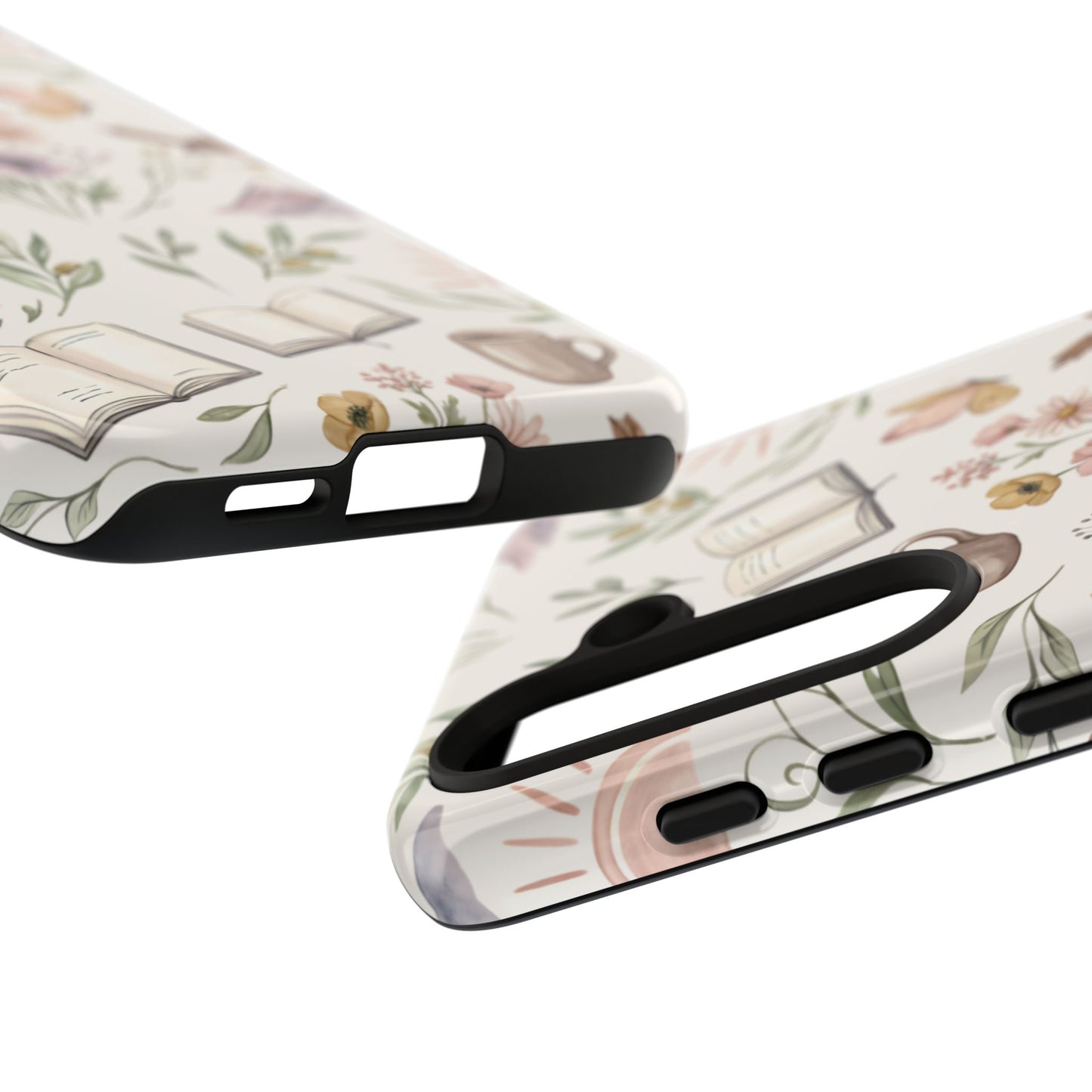 Floral Reading Phone Case — Cozy Books & Coffee Pattern Tough Case
