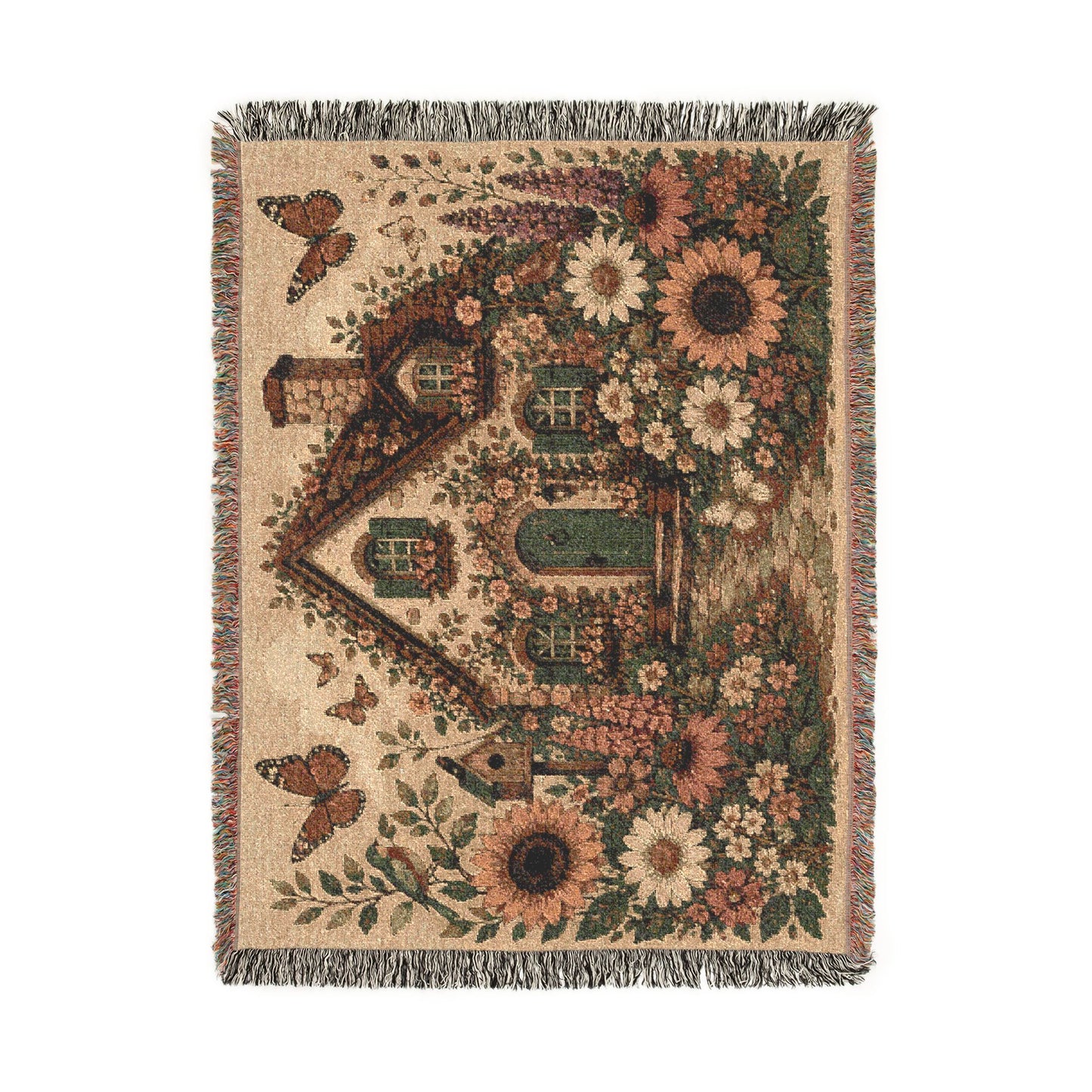 Cottage Garden Woven Blanket — Cozy Floral House Throw