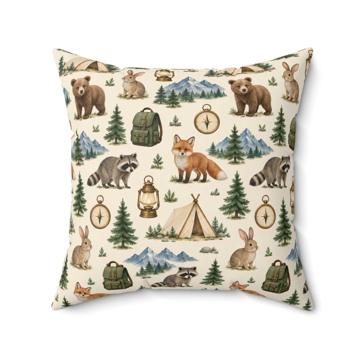 Camping Adventure Outdoor Wilderness Square Pillow
