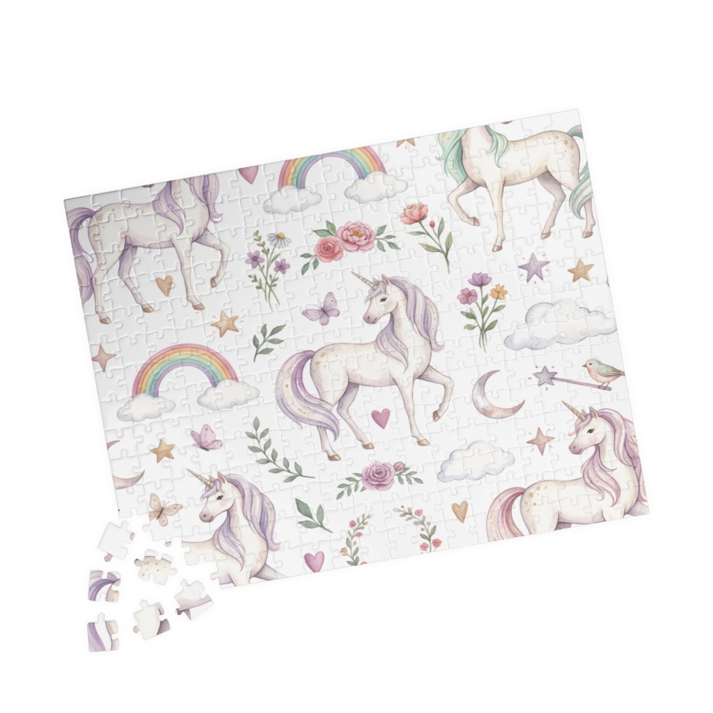 Unicorn Dreams Jigsaw Puzzle — Pastel Rainbow & Floral 110–1014 Piece