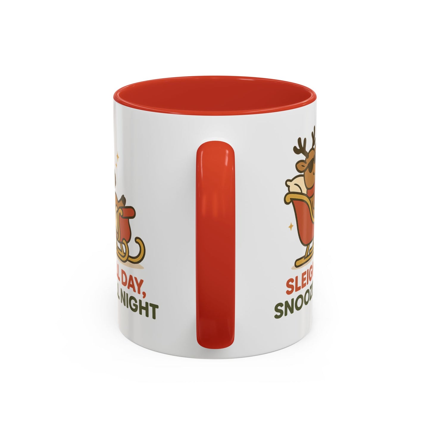 Sleigh All Day Snooze All Night Christmas Mug – Cozy Reindeer Holiday Coffee Cup, 11oz & 15oz Ceramic