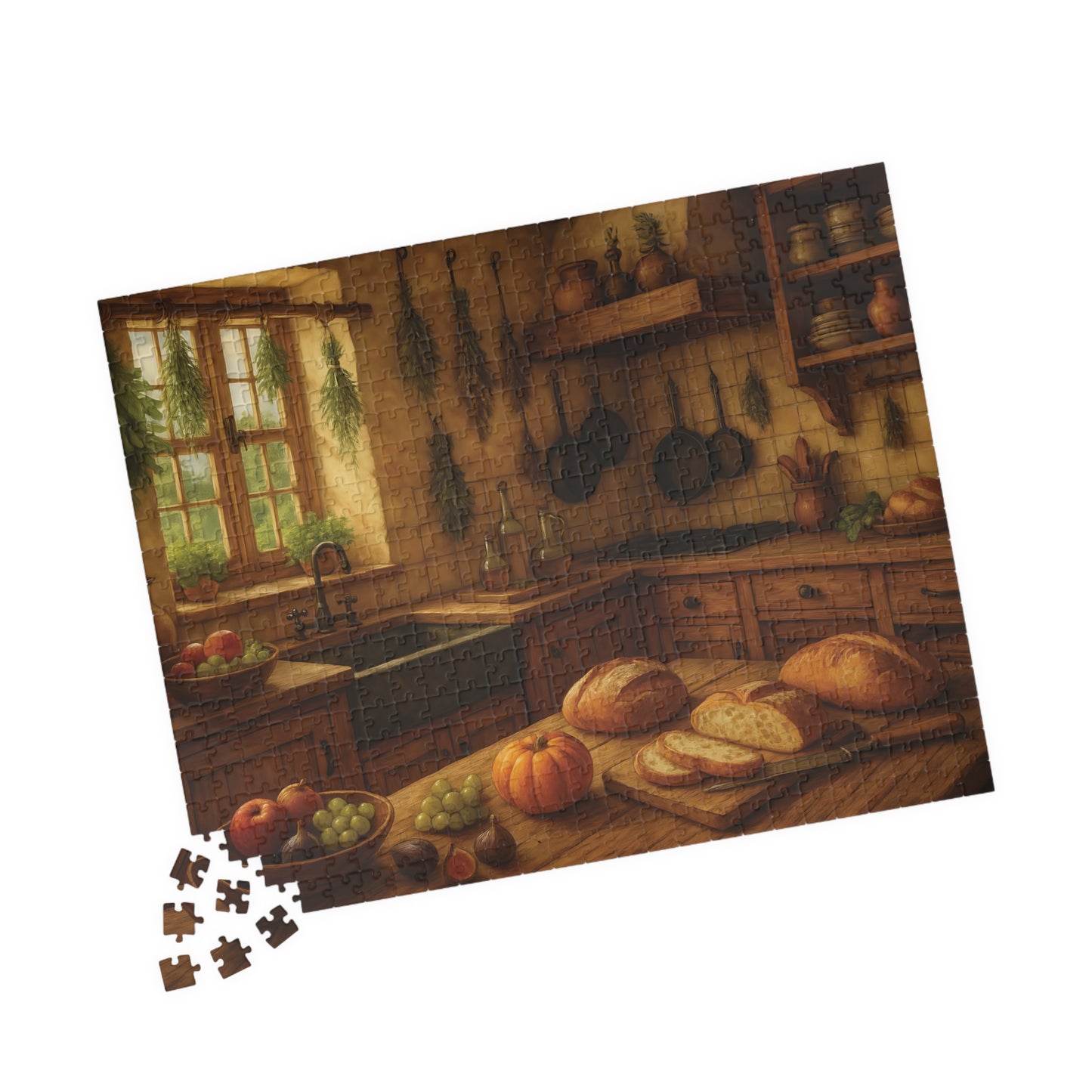 Cozy Rustic Kitchen Jigsaw Puzzle – Autumn Harvest Scene