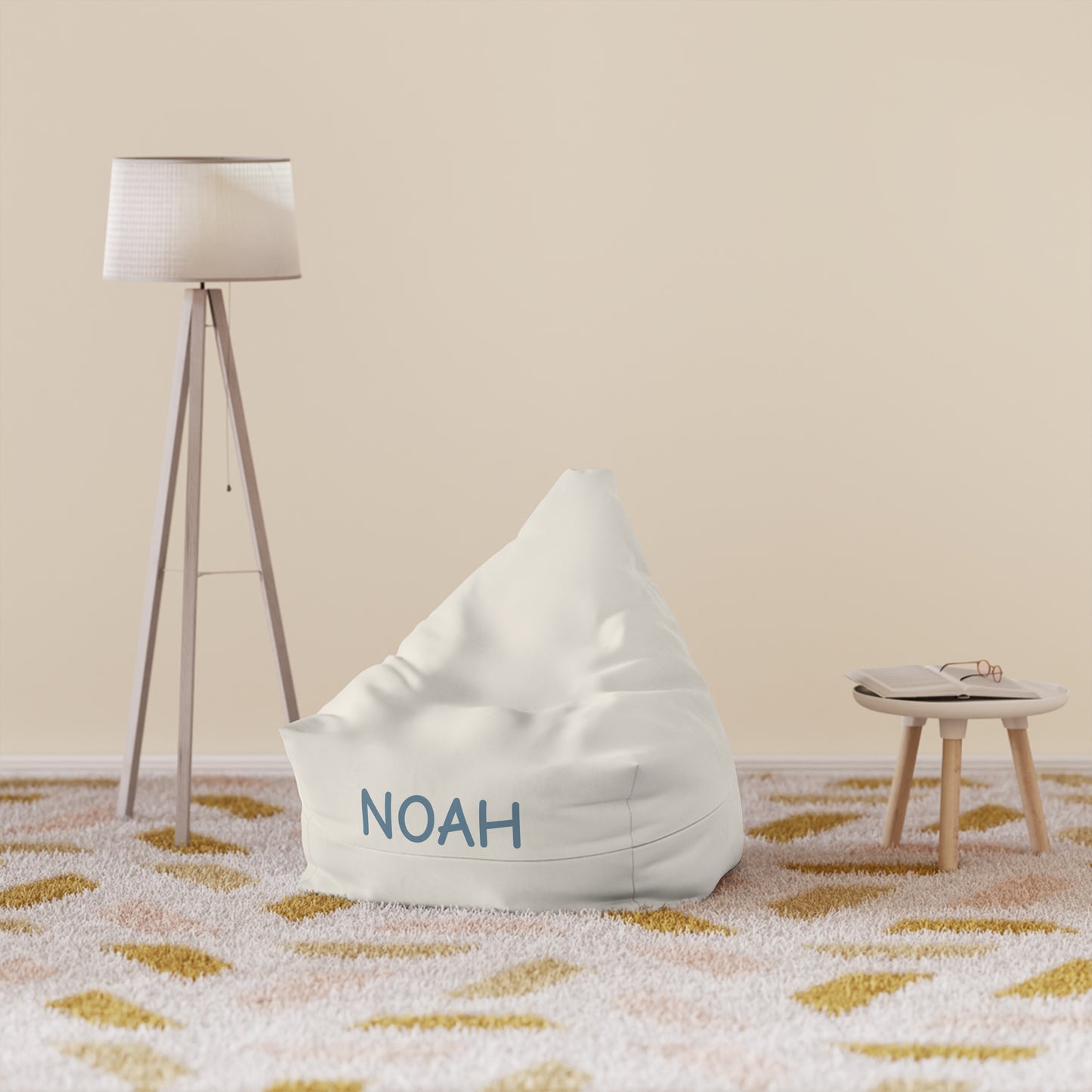 Personalized Kids Bean Bag Cover – Custom Name "NOAH" Cozy Reading & Play Chair