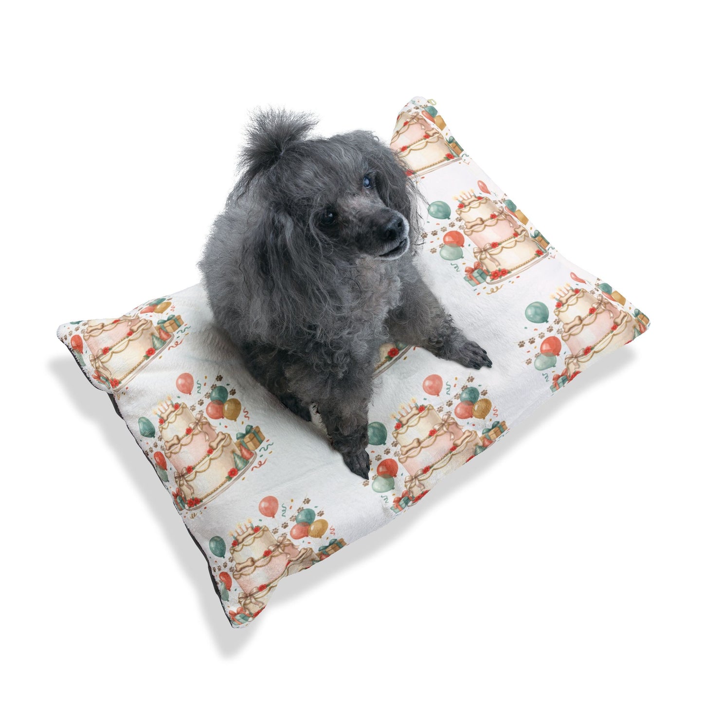 Birthday Cake Pet Bed - Festive Balloon Dog Bed Cushion