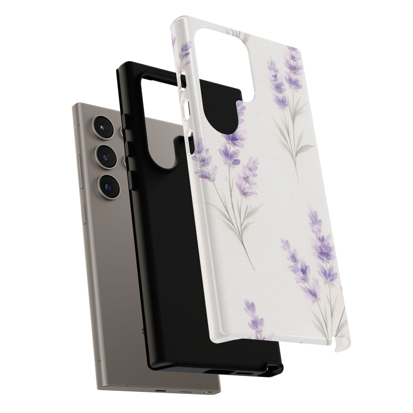 Lavender Floral Phone Case — Protective Tough Case with Purple Botanical Print