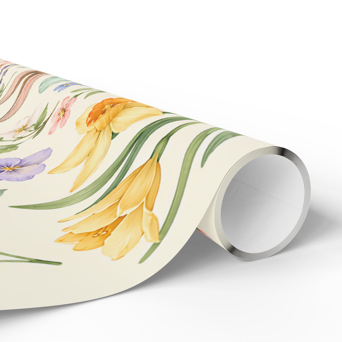Easter Bunny Floral Wrapping Paper Roll — Pastel Spring Gift Wrap
