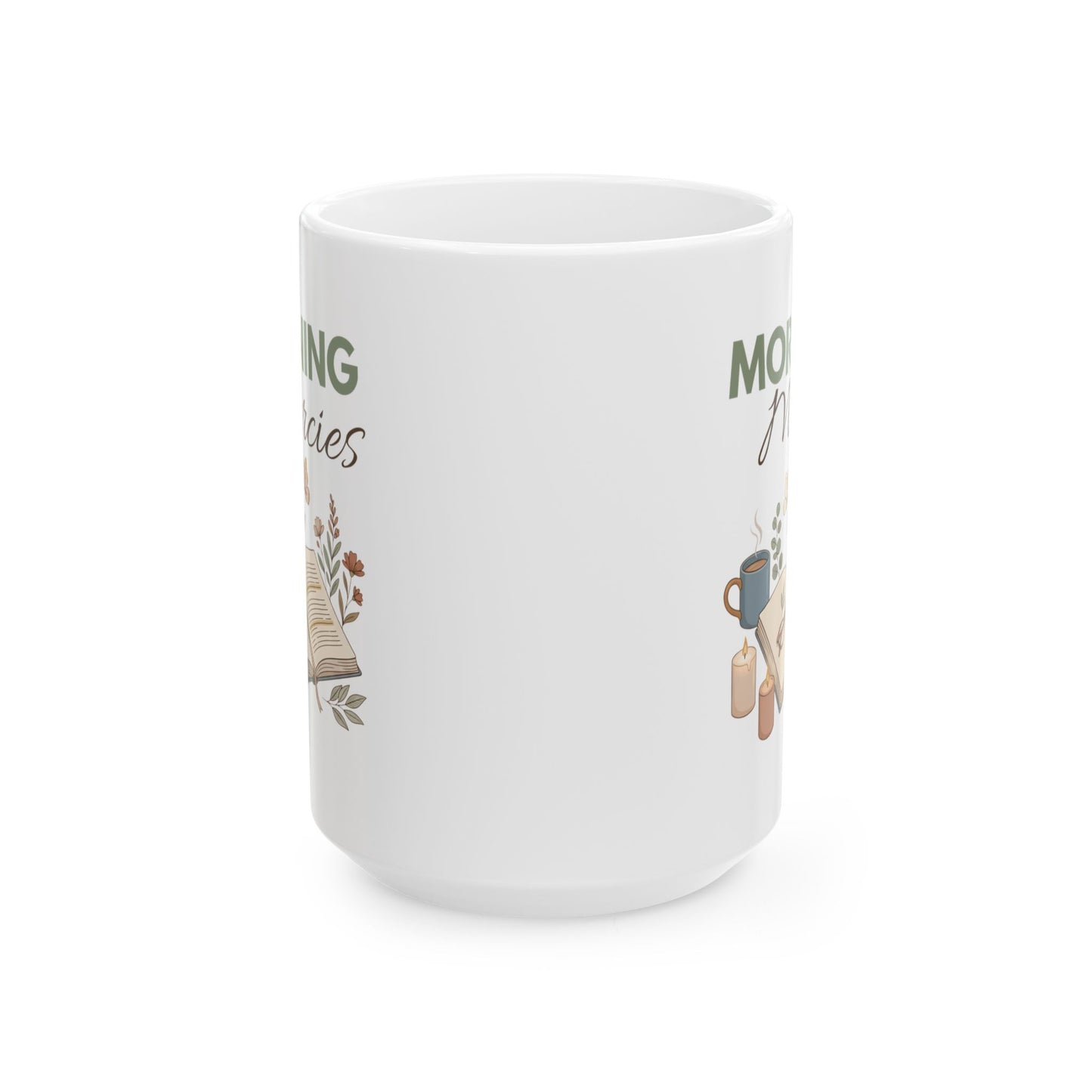 Morning Mercies Ceramic Coffee Mug – Christian Bible Study Mug – Inspirational Floral Coffee Cup – Faith Gift for Women – 11oz & 15oz
