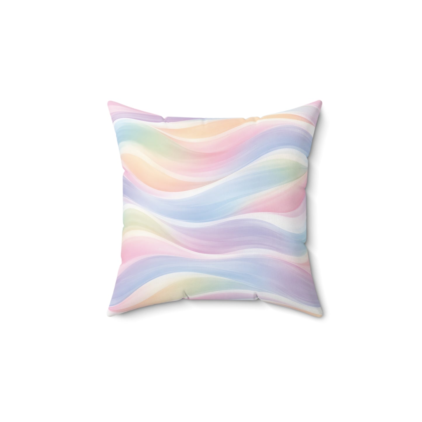 Pastel Wave Decorative Pillow – Soft Rainbow Abstract Square Throw Pillow